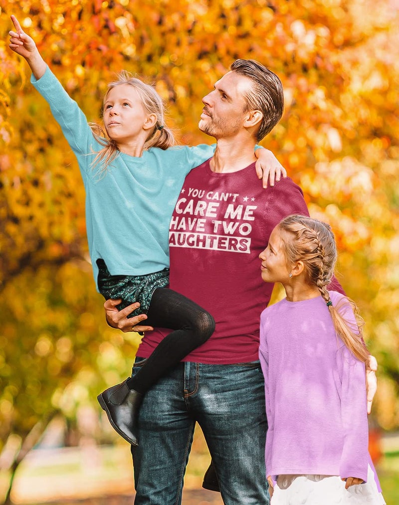 Sweet Gisele You Canâ€™t Scare Me I Have Two Daughters T-Shirt â€“ Funny Dad Adult Men's Novelty Shirts Father Burgundy Heather X-Large - Image 2